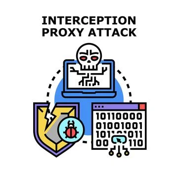 Interception proxy attack hijacking network security system Stockillustratie