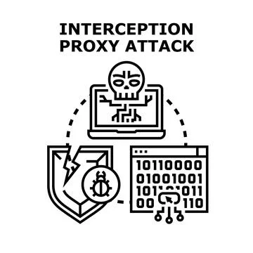 Interception proxy attack hijacking network security system Stock Illustration