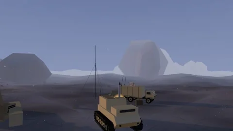 Interceptor battery mountain site first light Stock Footage 341558611