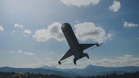 Interceptor drone against the sky in the Carpathians 3D model Stock Illustration