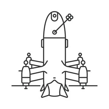 Interceptor drone icon in line design. interceptor drone air defense unmanned Stock Illustration