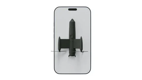 Interceptor drone on a phone on a white background for topics related to mi.. Stock Illustration