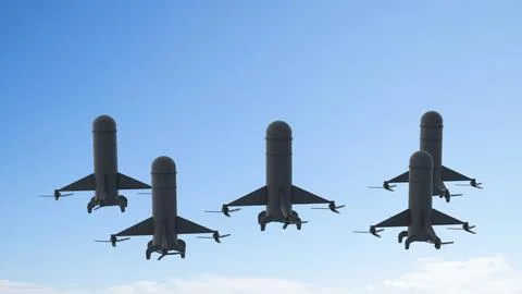 Interceptor drones against the sky in the Carpathians 3D model Ilustração Stock