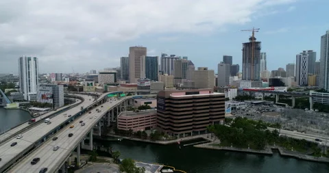 Interchange into downtown Miami Stock Footage 194357880