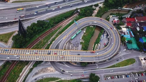 Interchange in Kuala-Lumpur Stock Footage 88885943