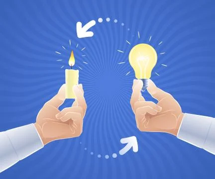 The Interchange or replacement of an old idea for a new one Stock Illustration