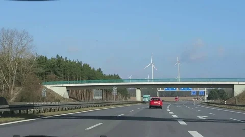 Interchange road from A24 to A19 in germany Berlin Schwerin 스톡 동영상 74166637