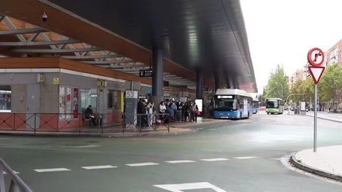 Interchange. TimeLapse of a bus interchange and metro interchange Stock Footage 221348523