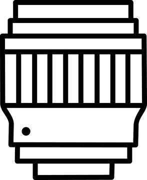 Interchangeable camera zoom lens line art icon Stock Illustration