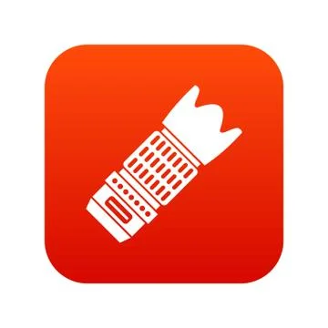 Interchangeable lens for camera icon digital red Stock Illustration