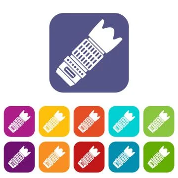 Interchangeable lens for camera icons set Stock Illustration