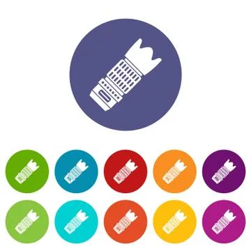 Interchangeable lens for camera set icons Stock Illustration