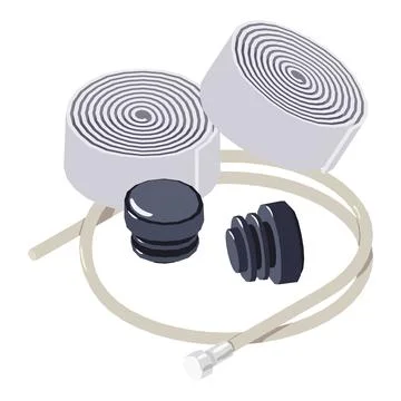 Interchangeable part icon isometric vector. Handlebar tape and brake cable icon Stock Illustration