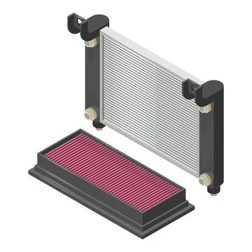 Interchangeable part icon isometric vector. New car air filter and radiator icon Stock Illustration