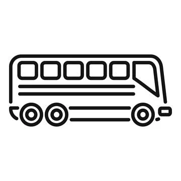 Intercity bus running fast side view line art icon Stock Illustration