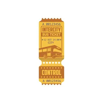 Intercity bus ticket with control line isolated Stock Illustration
