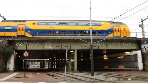 Intercity over a bridge Video stock 117436511