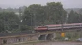 Intercity Train Arrival Germany Countryside Scene Bridge Crossing Commuters Day HD Footage