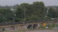 Intercity Train Departing German Landscape Countryside Scenery Bridge Crossing HD Footage