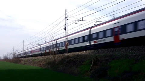 Intercity Train just left platform and goes away Stock Footage 167658676