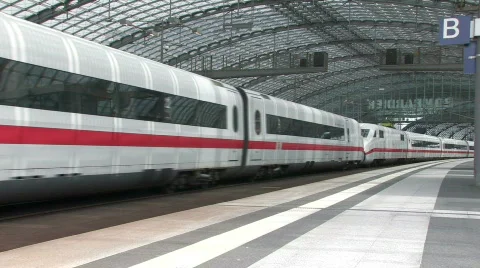 Intercity train leaving station 2 Stock Footage 497591