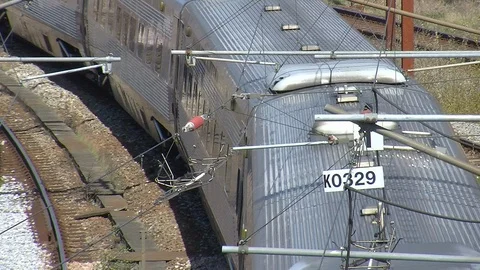 Intercity train on the tracks Stock-Footage 103204170