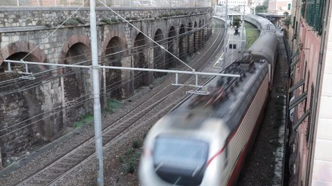 Intercity train in transit to Camogli towards Genoa Stock Footage 103186972