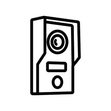 Intercom with button and camera icon vector outline illustration Illustrazione stock