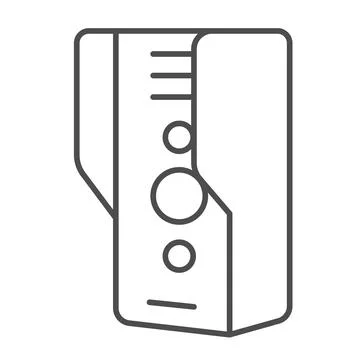Intercom with camera, protection, security, cctv thin line icon, CCTV concept Illustrazione stock