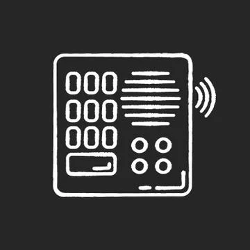 Intercom chalk white icon on black background. Talkback. Door phone. Voice co Stock Illustration
