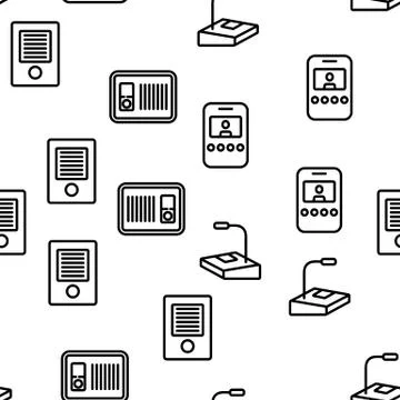 Intercom Communication Vector Seamless Pattern Illustrazione stock