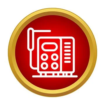 Intercom device line icon inside red circle Stock Illustration