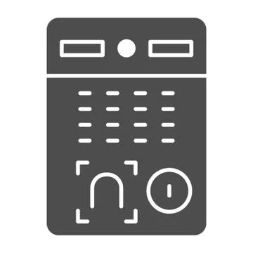 Intercom door system solid icon, smart home symbol, Remote control person Illustrazione stock