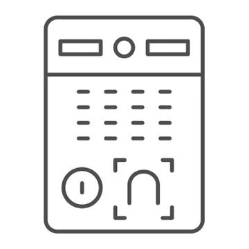 Intercom door system thin line icon, smart home symbol, Remote control person Illustrazione stock