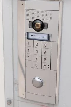 Intercom doorbell Keypad access code Security keypad system protected Foto stock