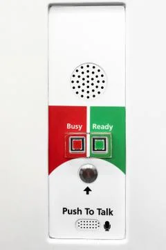 Intercom for emergency communication in a subway car Stock Photos