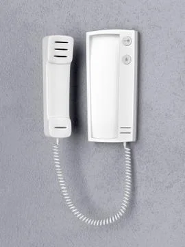 Intercom on gray wall Stock Illustration