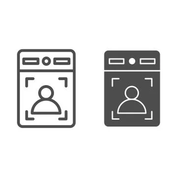 Intercom with guest line and solid icon, smart home symbol, person recognition Stock Illustration