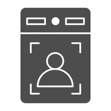 Intercom with guest solid icon, smart home symbol, person recognition vector Illustrazione stock