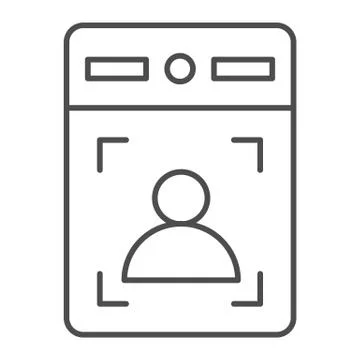 Intercom with guest thin line icon, smart home symbol, person recognition vector Illustrazione stock