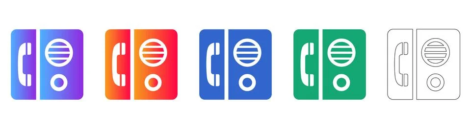 Intercom with Handset Communication Icons イラスト素材