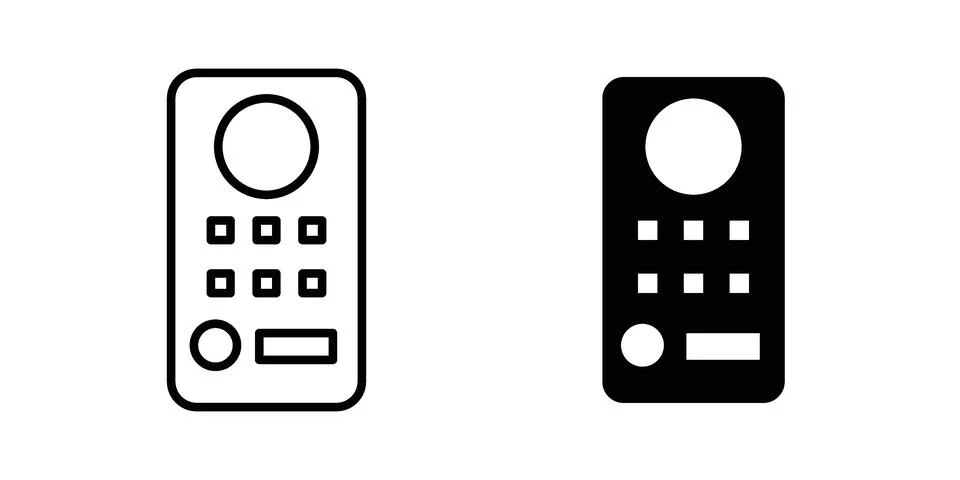 Intercom icon set modern line and solid style collection. Ilustración de archivo