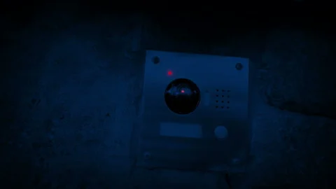 Intercom Lights Come On At Night On Wall Stock Footage 229648990