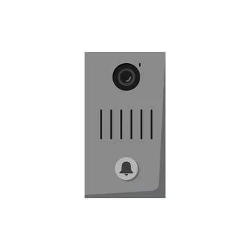 Intercom outdoor security panel with camera, flat vector illustration isolated. Stock Illustration
