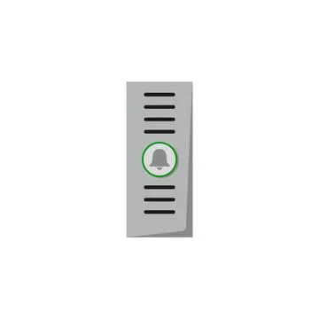 Intercom outer entrance panel with button flat vector illustration isolated. Stock Illustration