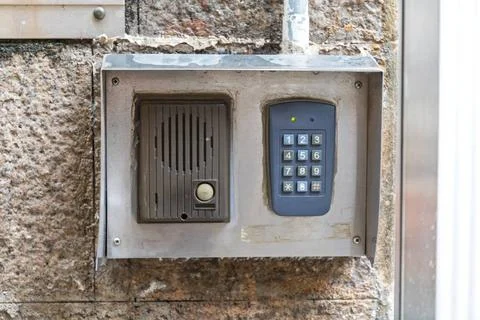 Intercom Pin Code Intercom Door Bell With Numeric Keypad Combination Copyr... Stock Photos