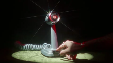 Intercom spotlight womans hand Stock Footage 316549121