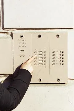 Intercom in the street wall Stock Photos