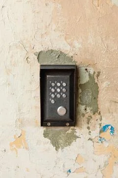 Intercom in the street wall Stock Photos