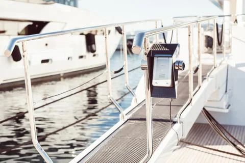 Intercom system on modern yacht entry Stock Photos